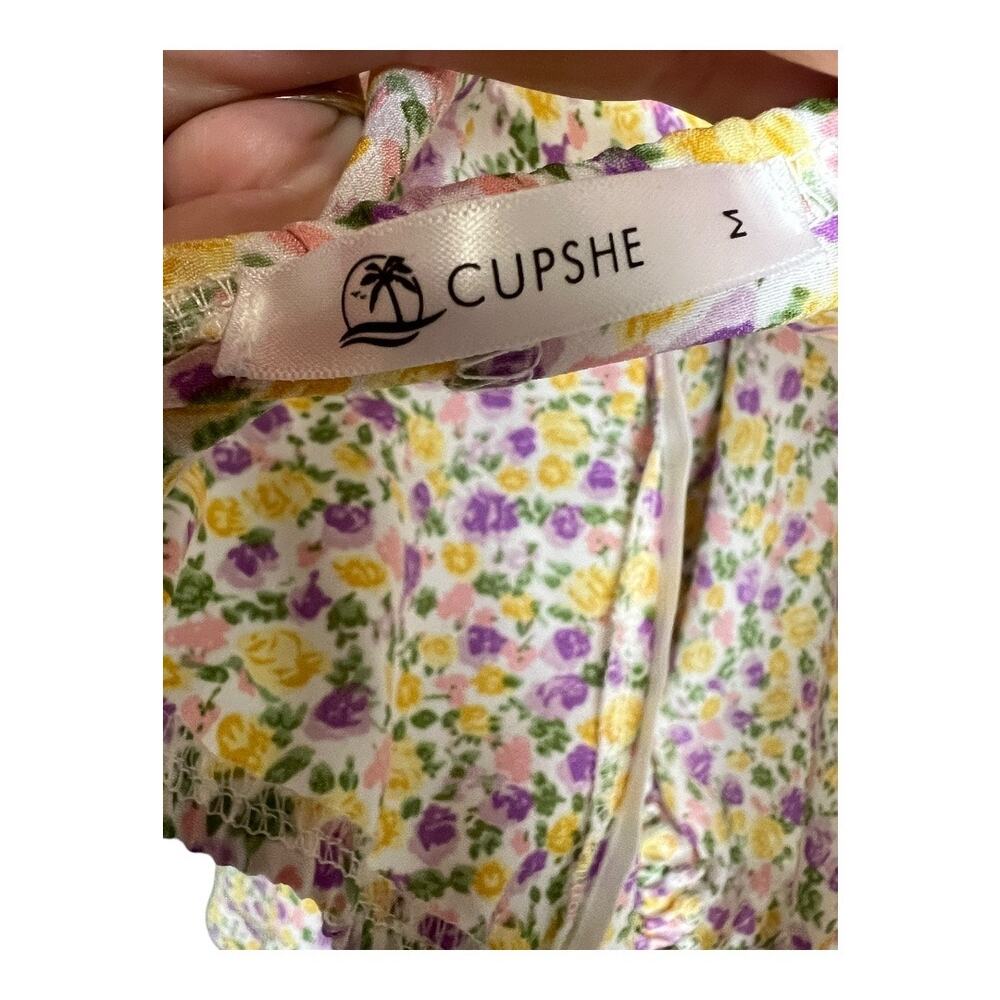 Cupshe Womens Casual Dress Midi Floral Ruched Cottage Romantic M - Picture 6 of 6